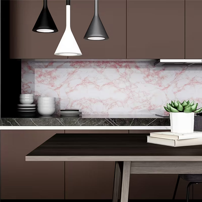 Papel Pintado de Mármol Rosa Autoadhesivo - Impermeable 51-40CM*300CM