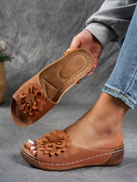 Sandalias de mujer de suela blanda con tacón grueso y dedos al descubierto
