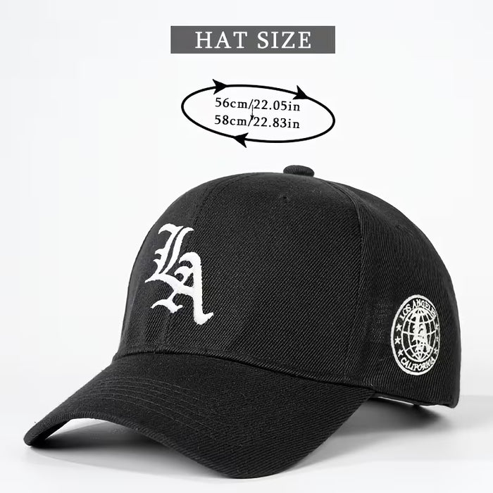 1 gorra de béisbol con bordado "LA" frontal y lateral
