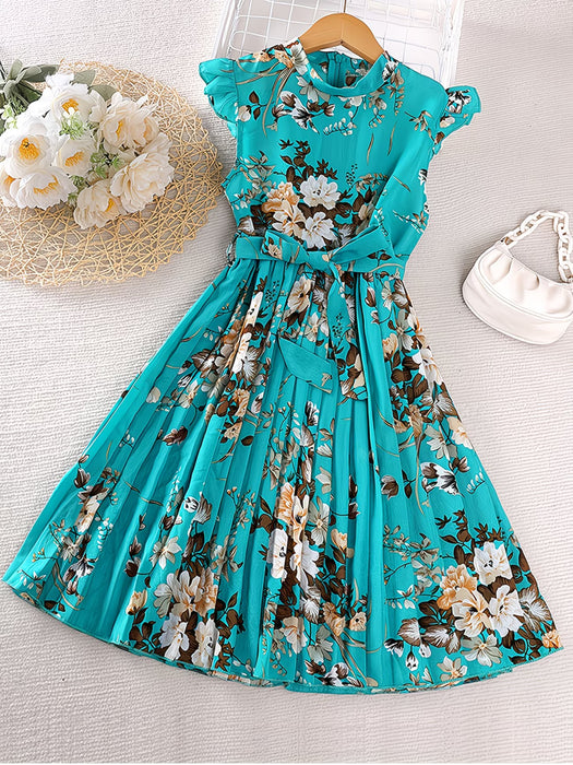 Vestido midi con volantes florales Elegante y dulce
