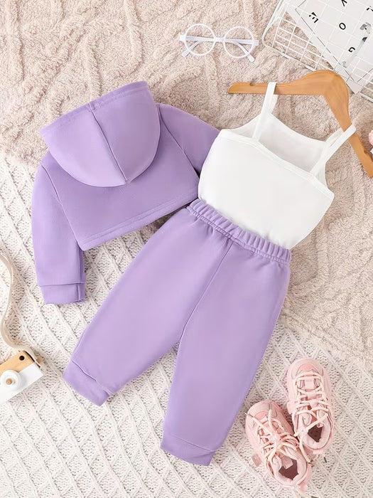 Conjunto de tres piezas para bebé niña de otoño e invierno