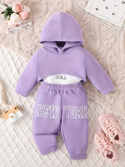 Conjunto de tres piezas para bebé niña de otoño e invierno
