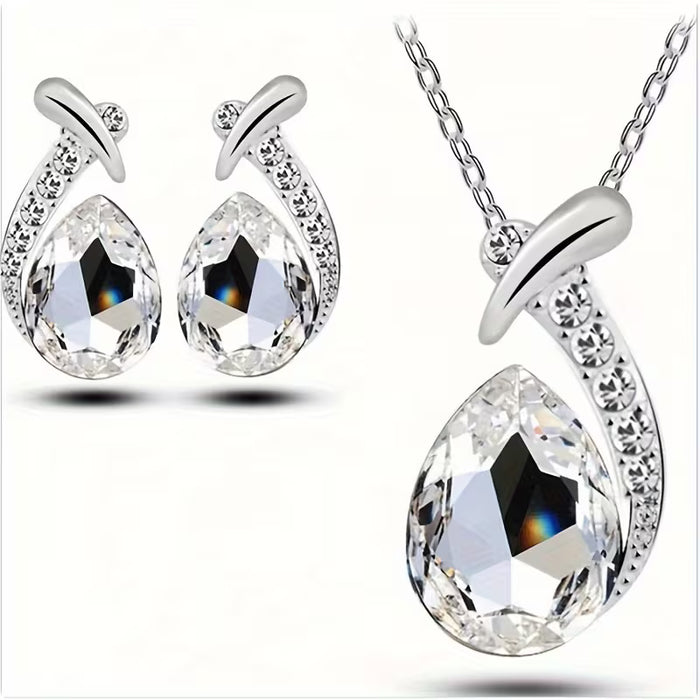 Conjunto de joyería para banquetes, collar y aretes de sirena de circonita de imitación