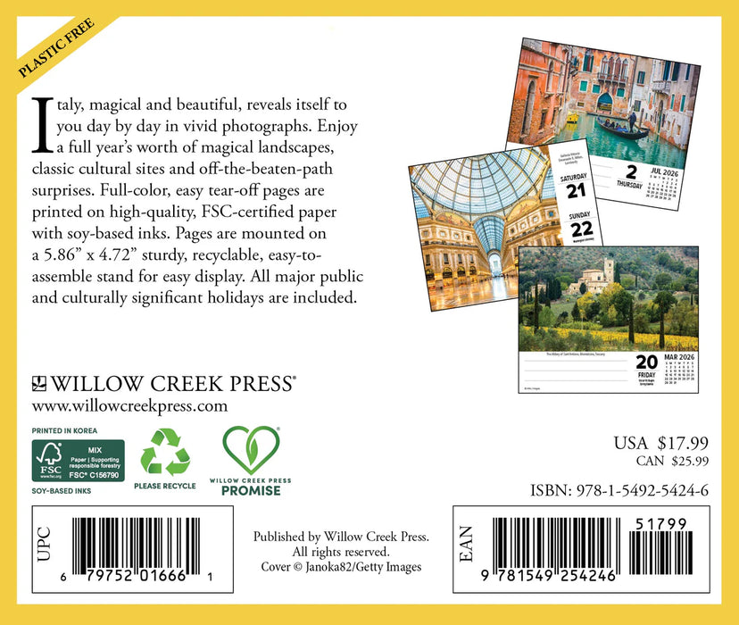 Italia 2026 - Página por día en caja