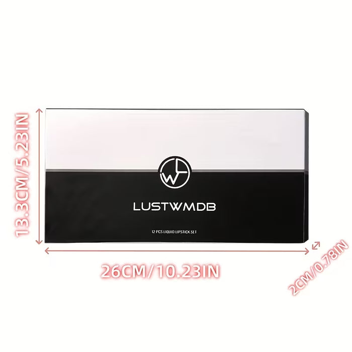 Set de 12 Brillos Labiales Brillantes en Caja Dorada con Fórmula Impermeable y de Larga Duración