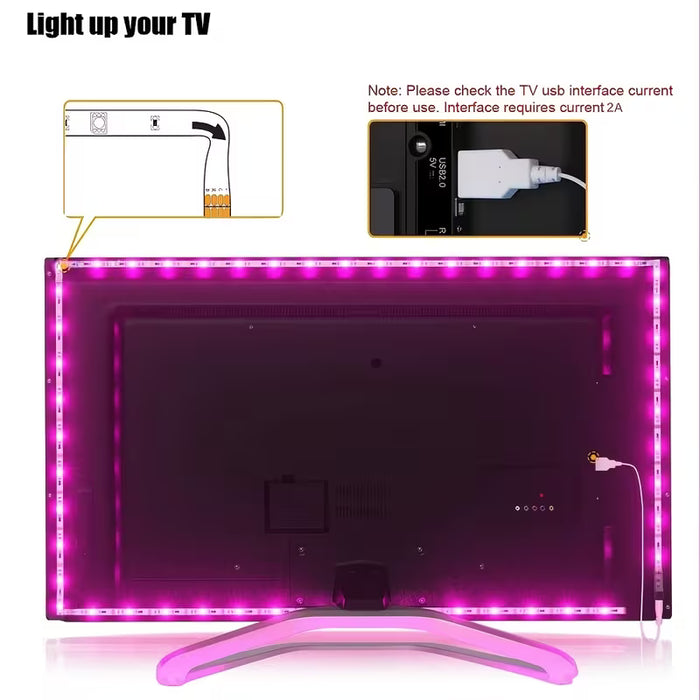 Tiras de luces LED RGB de 3m USB multicolor cambiantes con mini controlador