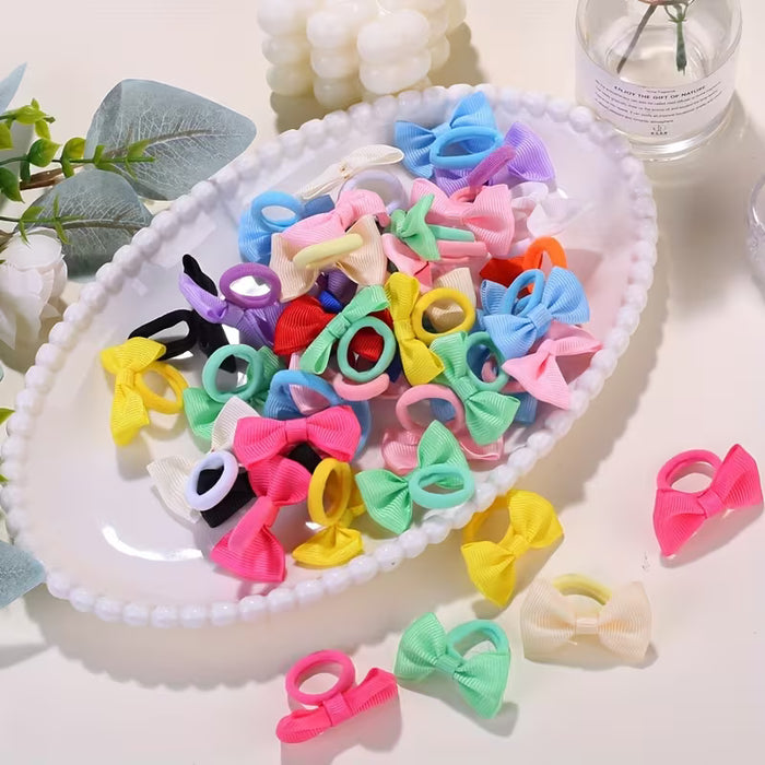 30pcs Pequeños Lazos para el Cabello 'S Anillo de Toalla Lazo Hecho a Mano