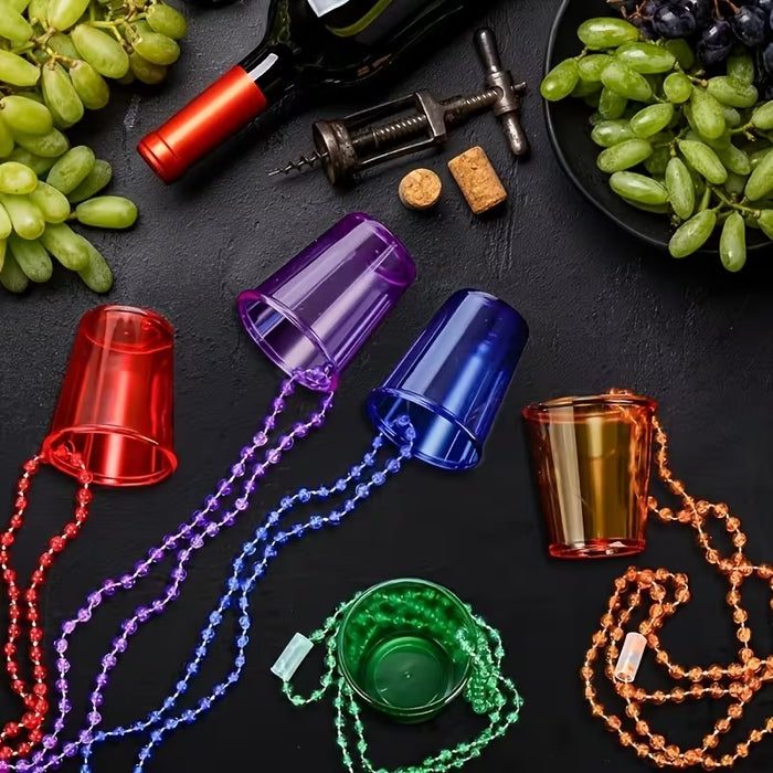 Juego de 24 piezas: 12 collares de cuentas + 12 vasos de cerveza de plástico