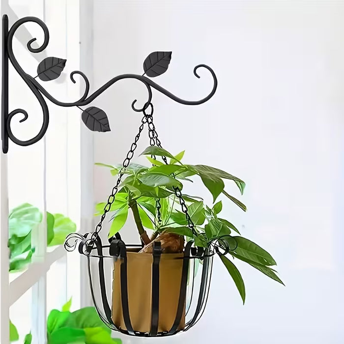 2 piezas ganchos para plantas estilo rústico 2D con siluetas de 3 hojas, colgante metálico