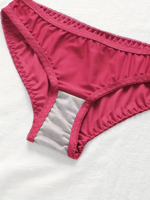 2 piezas de bragas de satén sólidas sin costuras, bragas íntimas elásticas