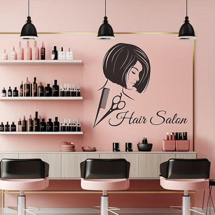 1 ud. Adhesivos de pared - Calcomanía de tijeras y peine para salón de belleza