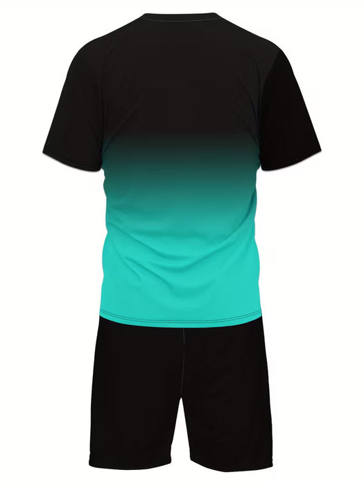 Conjunto casual de 2pcs para hombre con camiseta de manga corta y pantalon corto