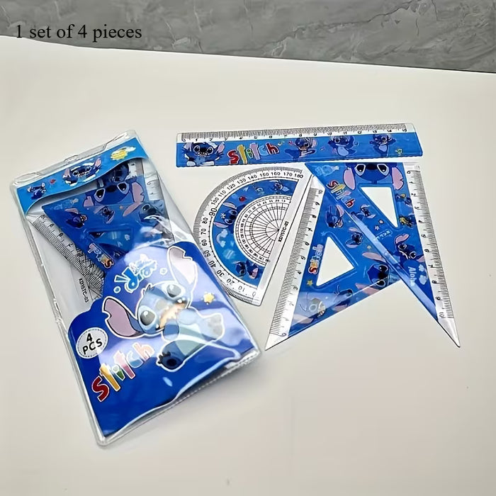 SHEIN Juego de 4 reglas - Regla triangular azul para dibujo y material de matemáticas