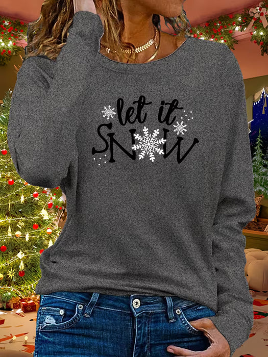 Camiseta de manga larga y cuello redondo con estampados y diseños navideños
