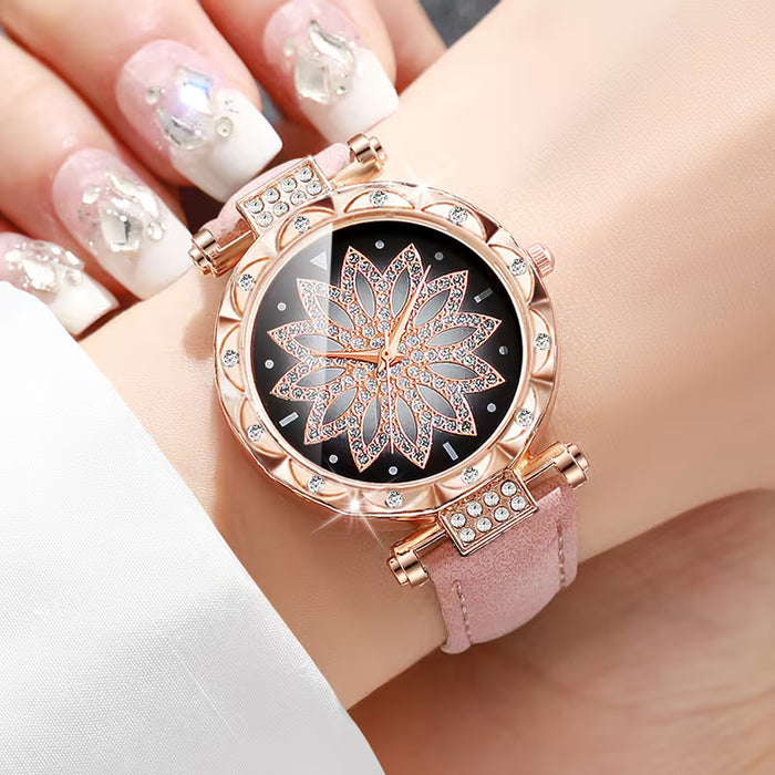 Correa de reloj de cuarzo para mujer con decoración de diamantes de imitación