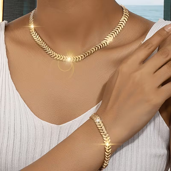 Conjunto de collar y pulsera para mujer, estilo punk hip-hop, moda, elegante