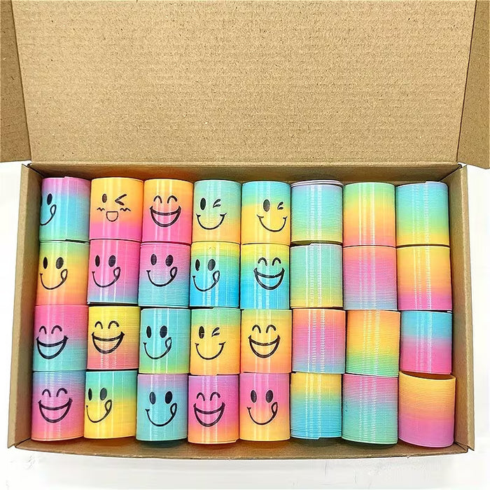 48 Mini Círculos Coloridos Divertidos y Expresivos, Anillos Elásticos, Juguetes de Resorte Arcoíris