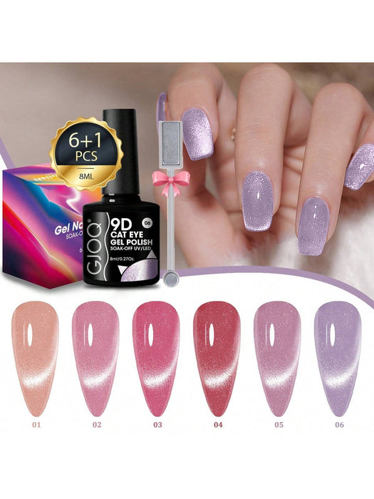 Set de 6 colores aleatorios de esmaltes de gel magnéticos efecto ojo de gato