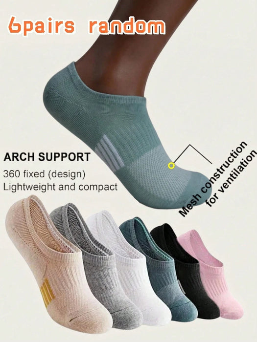 6 pares de calcetines deportivos cómodos multicolor aleatorios para mujer