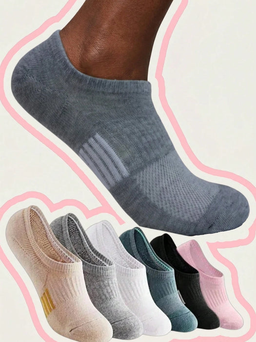6 pares de calcetines deportivos cómodos multicolor aleatorios para mujer
