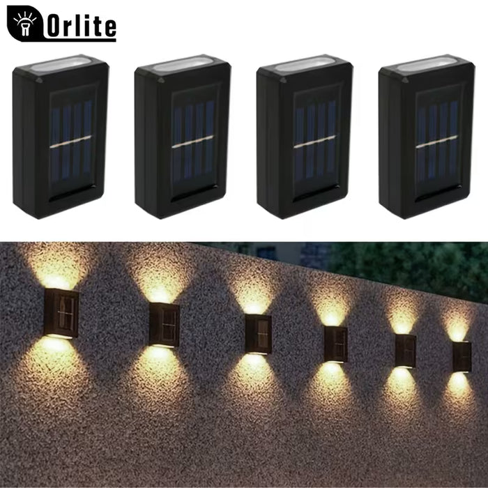 4 luces LED solares de pared, iluminación ascendente y descendente, para exteriores