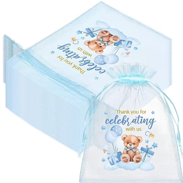 12 bolsas de regalo para baby shower, de gasa transparentes