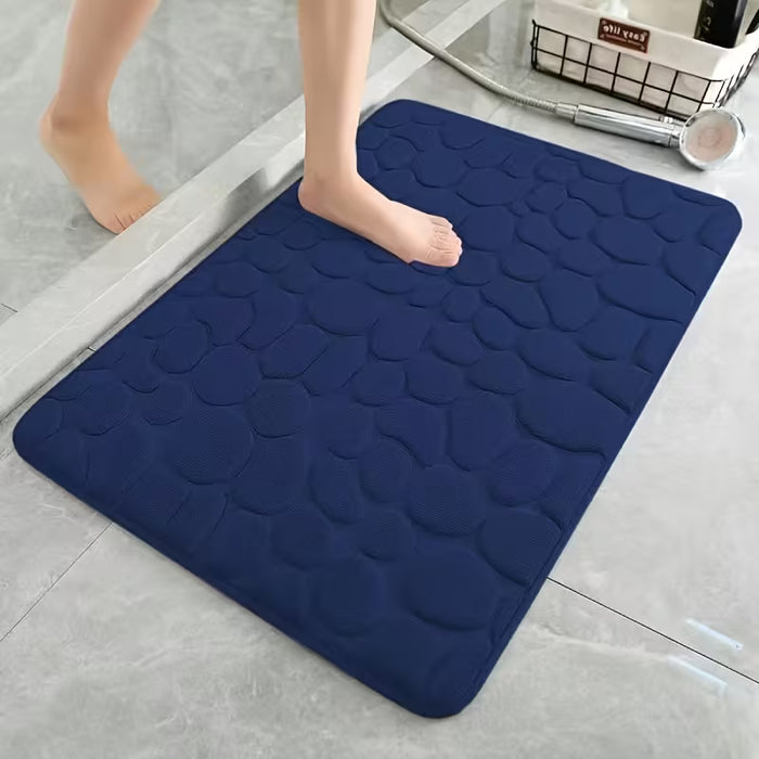 Alfombra de baño súper suave de esponja con memoria, antideslizante con diseño de guijarros
