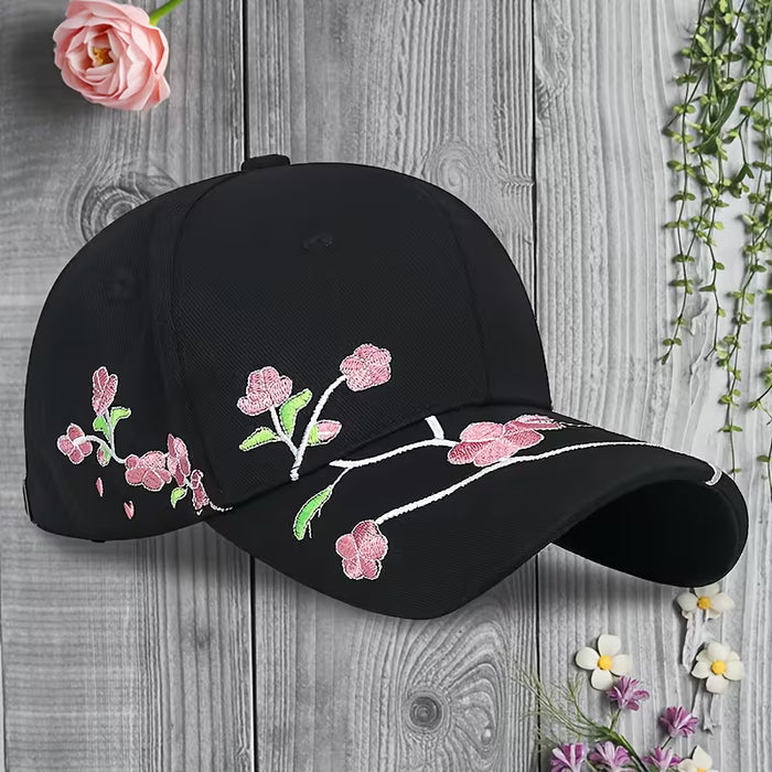 Gorra de Béisbol para Mujer con Bordado de Flores a la Moda