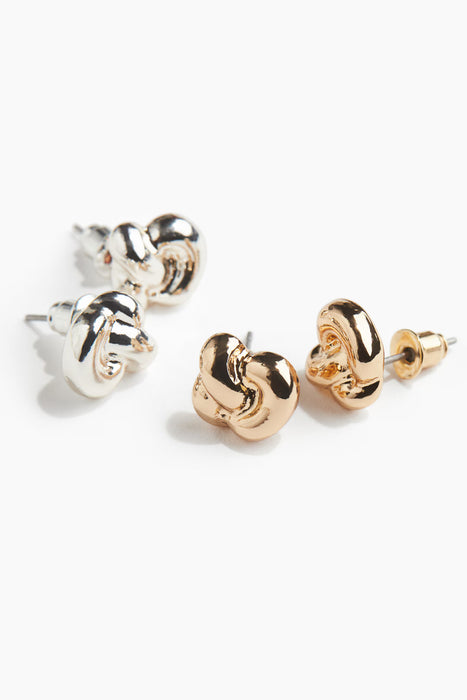 H&M 2 pares de pendientes con forma de nudo
