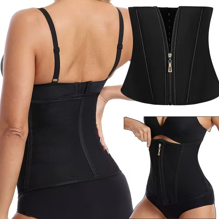 Faja ajustable con cremallera frontal y botones a presión para control de abdomen