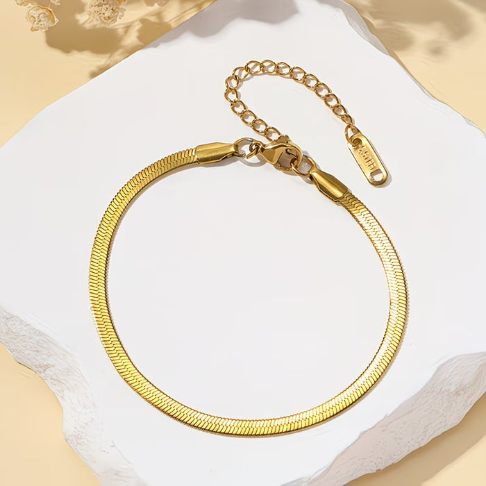 1 pieza Pulsera de Cadena en Acero Inoxidable dorada para Hombres y Mujeres