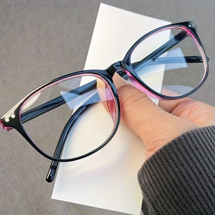 Lentes transparentes, aptas para hombres y mujeres, montura decorativa roja