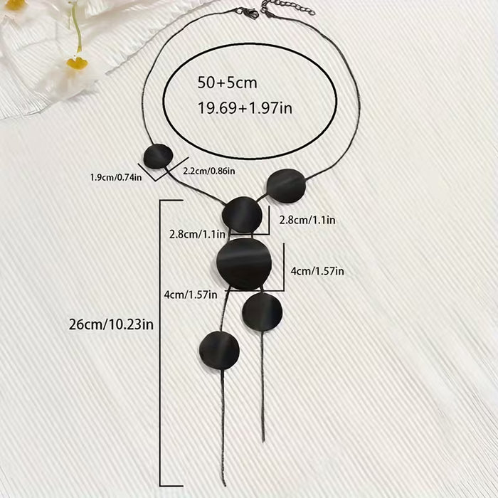 Collar de Cadena Hueso de Serpiente para Mujer con Colgante Geométrico Circular