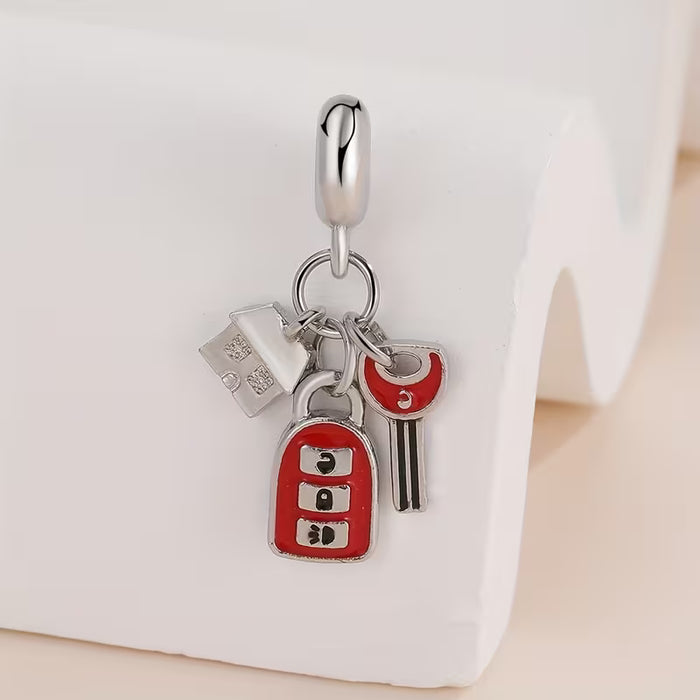 Colgante de 1 pieza de llave de cabaña y mando a distancia de coche, adecuado para hacer pulseras, collares