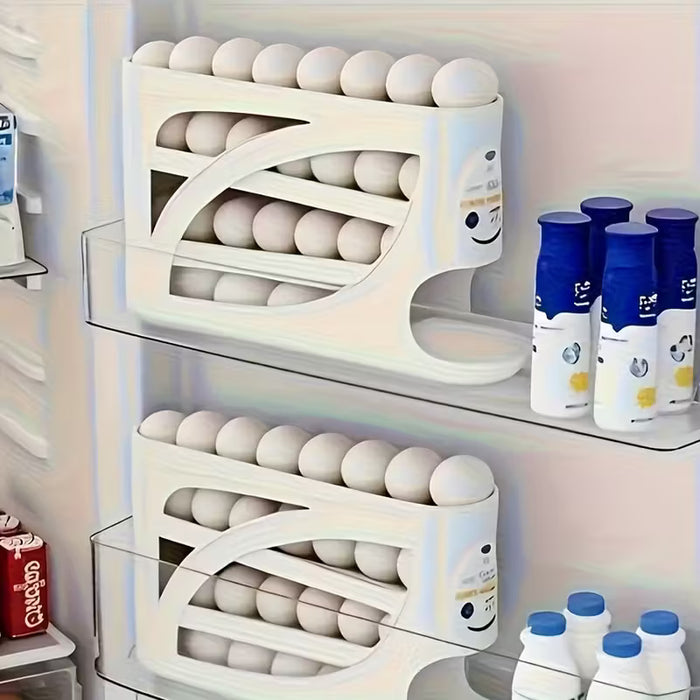 1 pieza, soporte de huevos pila, diseño deslizante automático, organizador de gran capacidad
