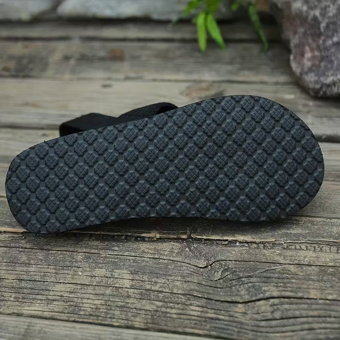 Sandalias de verano casuales, sin cordones de punta abierta para mujer