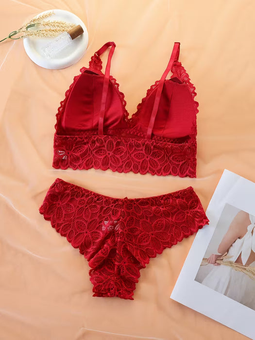 3 Juegos De Sujetador Y Bragas De Encaje Floral, Sujetador Push Up sin varillas Y Bragas Con Pajarita