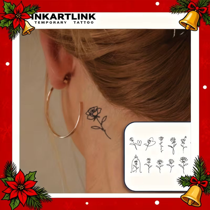 Pegatinas de Tatuajes Mini Flor, Tatuajes Delicados para mujer