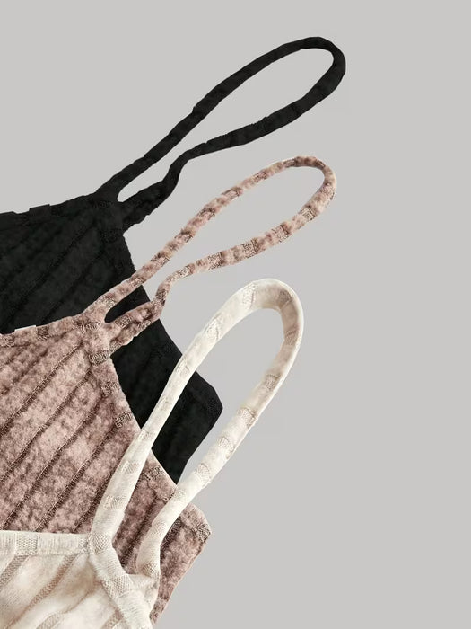 Conjunto de 3 piezas de camisetas de tirantes sólidas a rayas