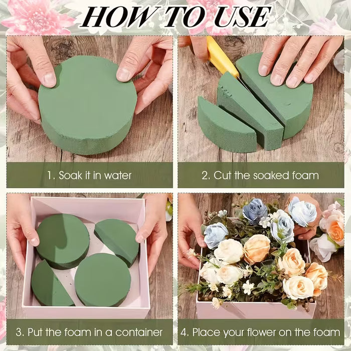 20 Esponjas Florales Redondas, Bloques de Espuma Floral Húmeda Verde de Alta Densidad