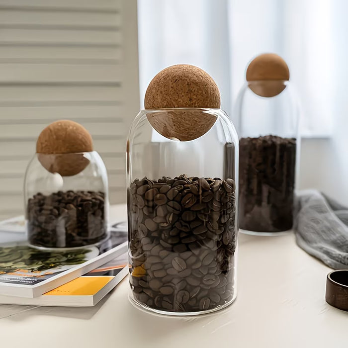 Juego de 3 tarros de vidrio transparente de borosilicato alto para almacenamiento de alimentos