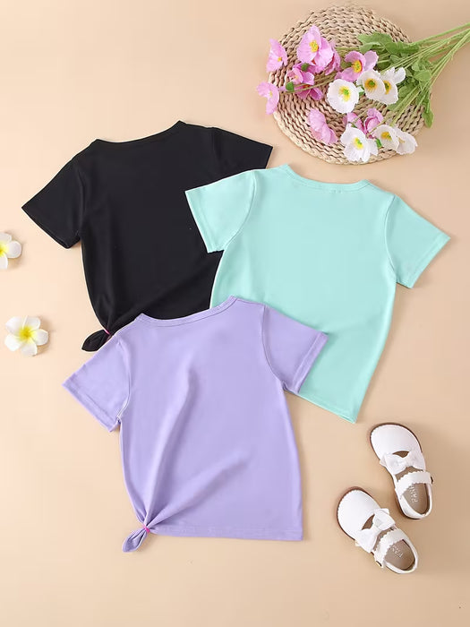 Conjunto de 3 piezas de ropa para niña con camiseta de estampado de 'letras en inglés'