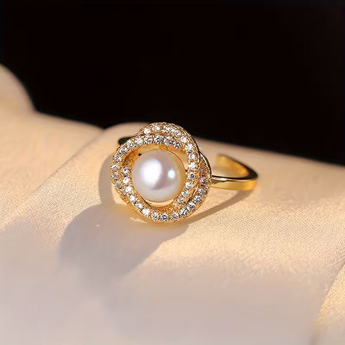 Juego de 4 piezas de Collares, Anillos y Pendientes de Perlas de Imitación Lujosos, Elegantes y