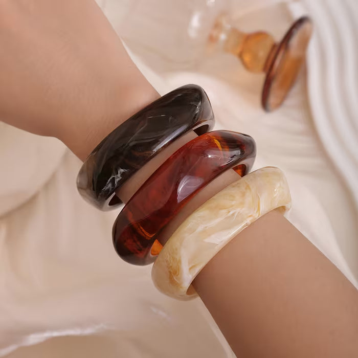 Juego de 3 pulseras individuales de resina apilables, estilo exagerado, diseño creativo