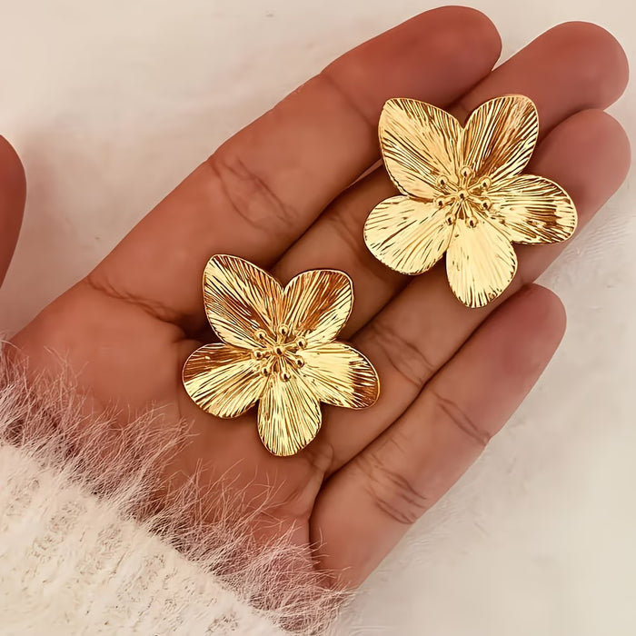 Par de aretes elegantes retro de flor de cerezo para mujer