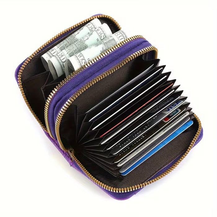 1pcs monedero elegante con cremallera para mujer, pequeño tarjetero portátil