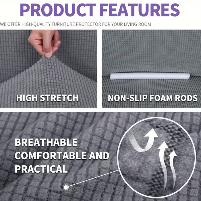1 Funda de sofá jacquard polar gruesa, elástica y extensible