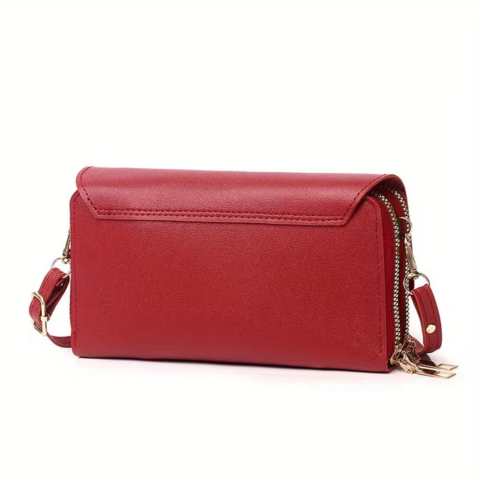 Bolso bandolera de doble capa para mujer, multifuncional de un solo hombro