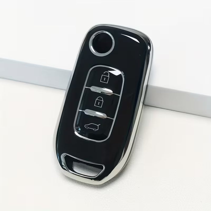 Funda Protectora de Llave de Coche TPU con Borde Dorado para Modelos Renault