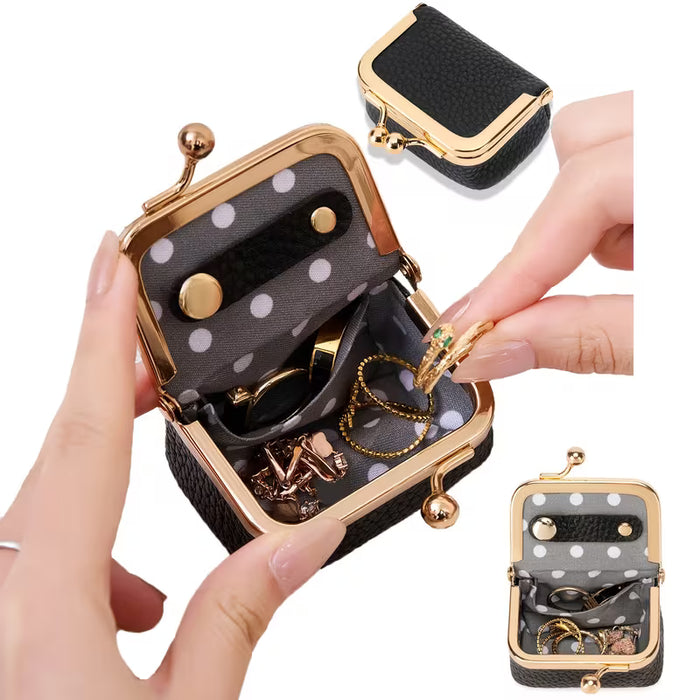 Monedero mini para mujer, neceser convertible de color liso con cierre de beso
